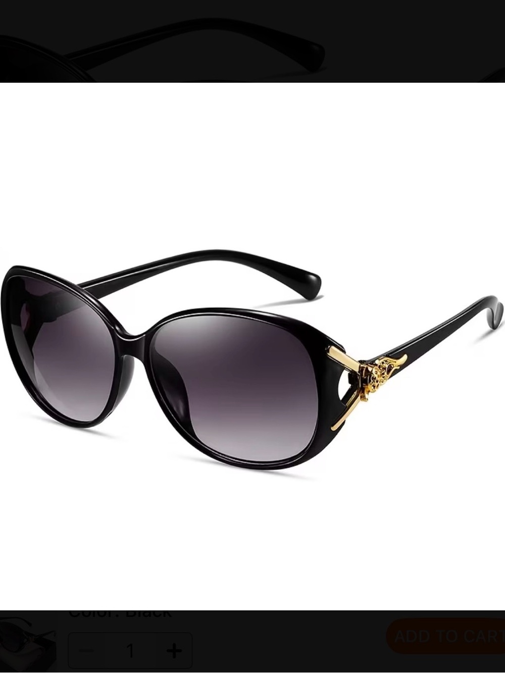 ⭐️ Black Women's Fashion Sunglasses with Gold Accent
